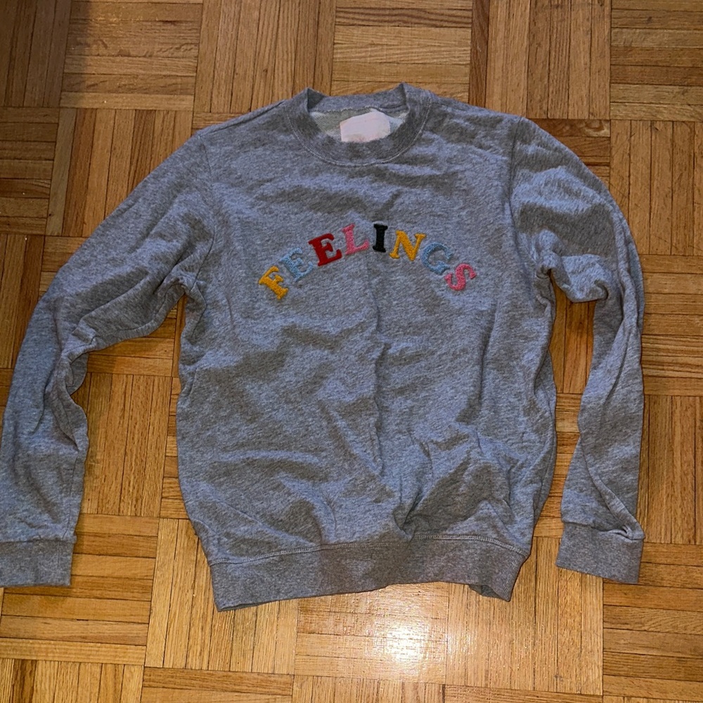 Bando Gray 'Feelings' Crewneck Terry Sweater